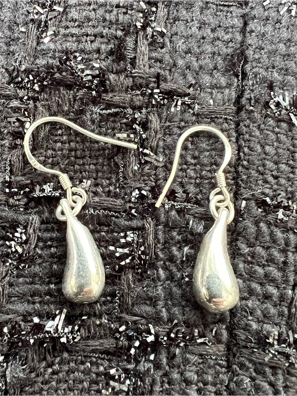 Sterling Silver Teardrop Dangle Earrings - Silver
